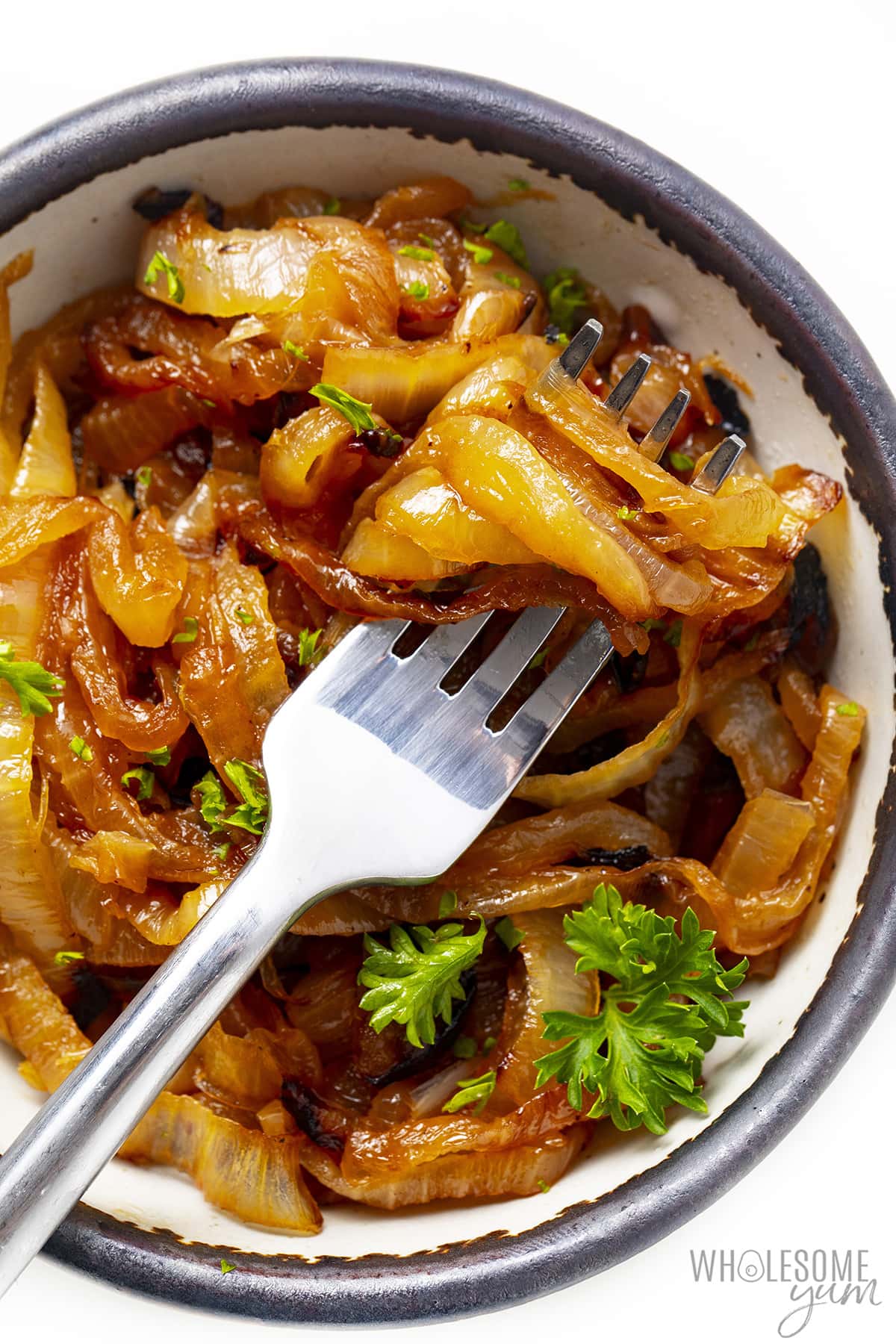 The best caramelized onions in a bowl.