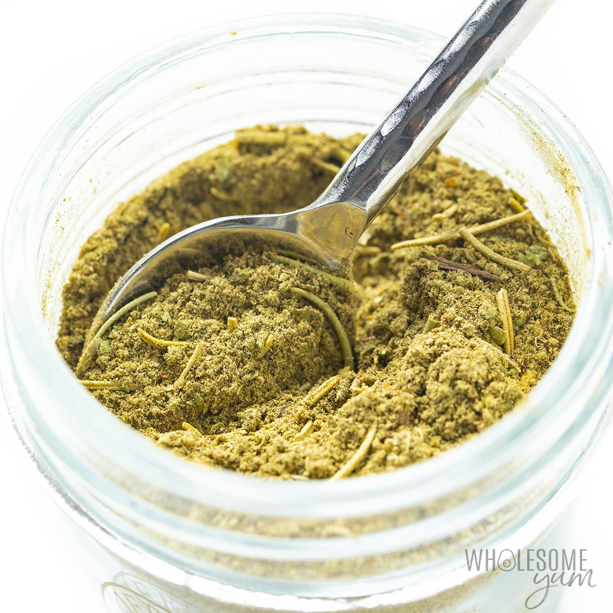 Herbs mixed in a jar.