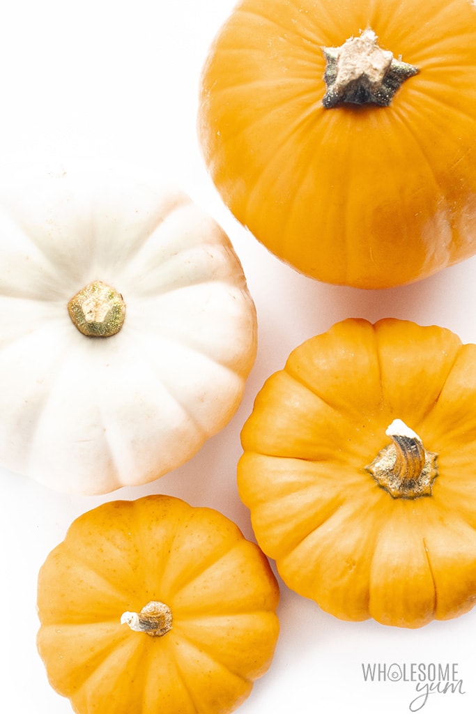 Can you have pumpkin on keto? Yes, including this variety of orange and white pumpkins.