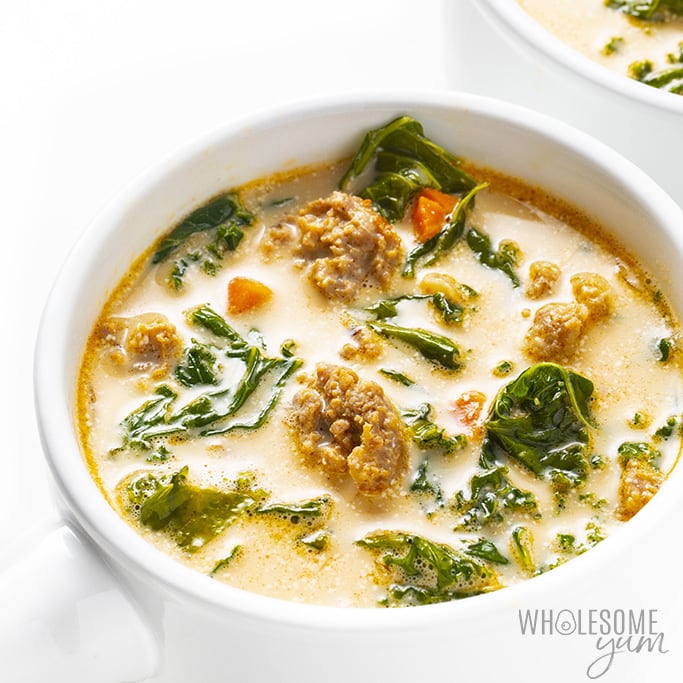 Italian sausage kale soup recipe in a bowl