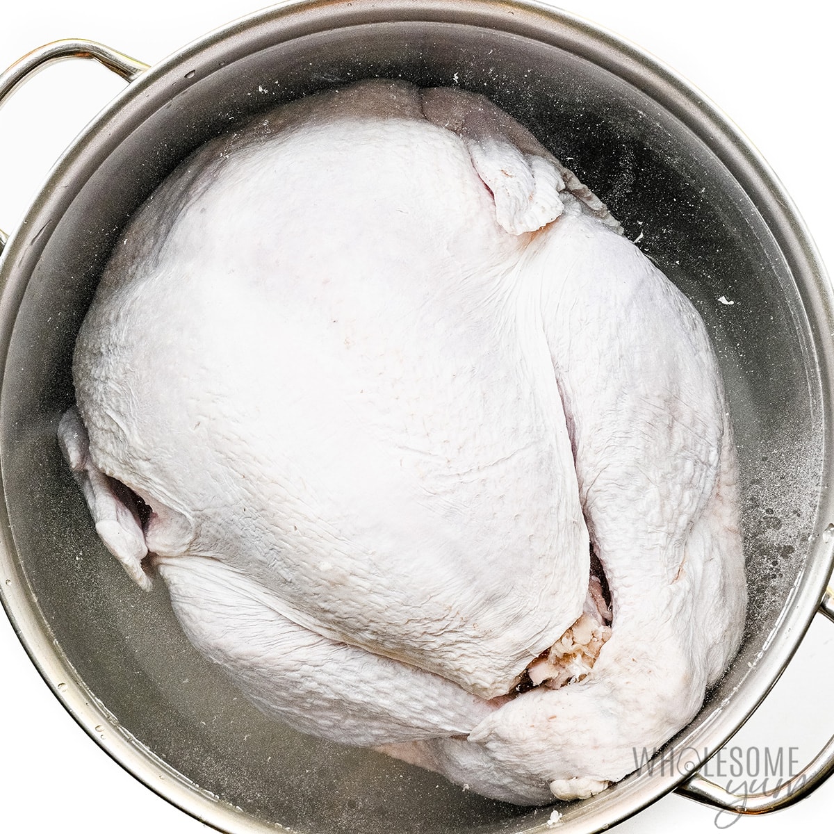 Turkey brining in a pot.