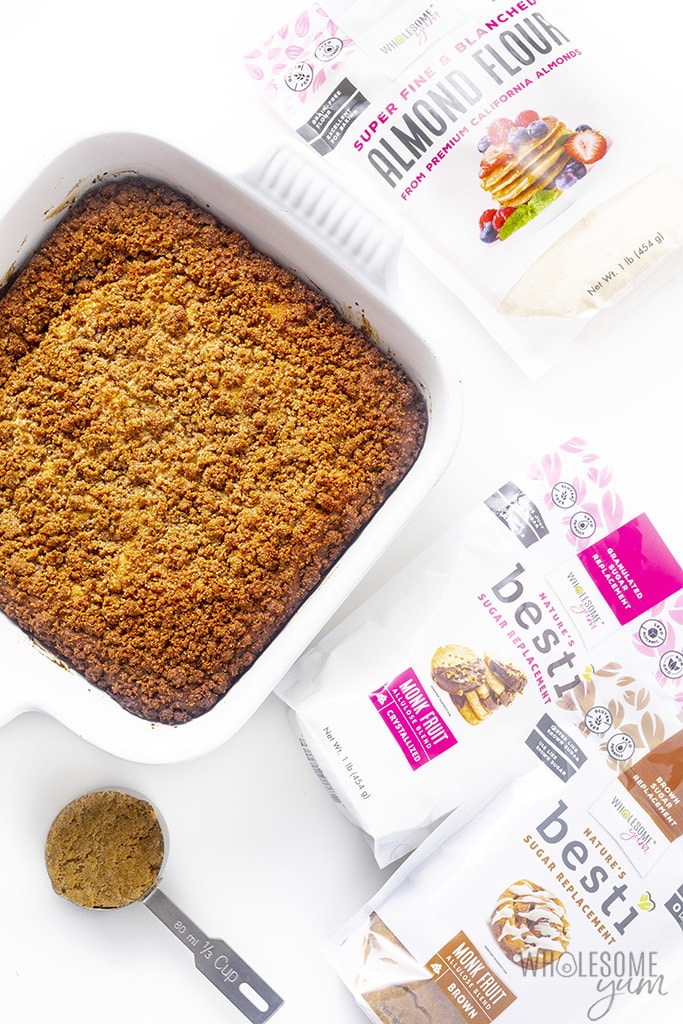 Low carb coffee cake with almond flour and Besti monk fruit sweeteners
