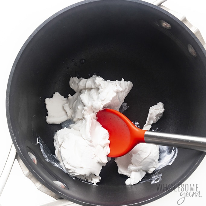 Coconut cream in a saucepan