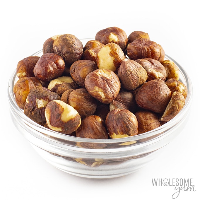 Keto friendly hazelnuts in a bowl