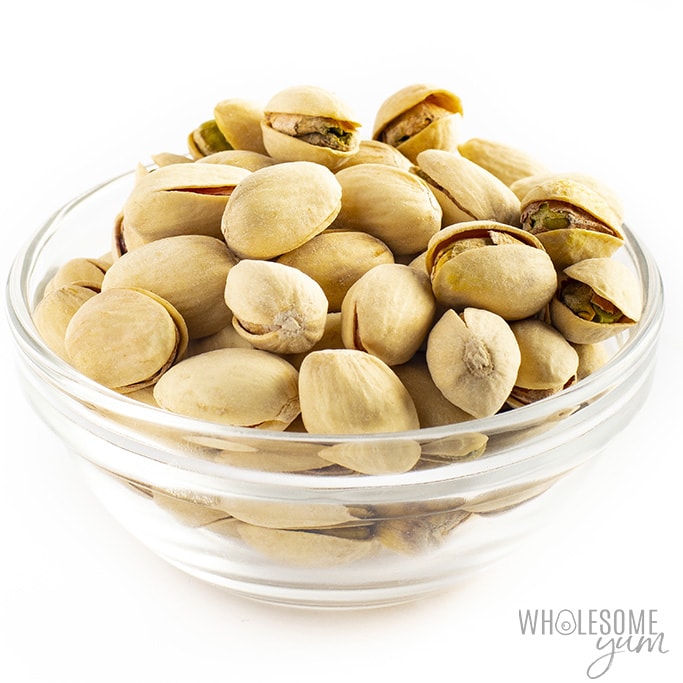 Low carb pistachios in a bowl