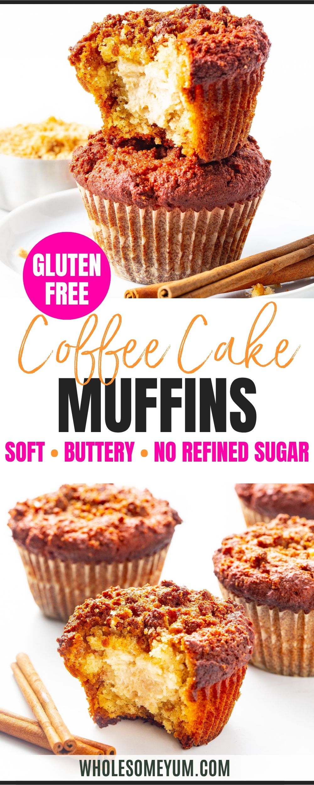 Coffee cake muffins recipe pin.