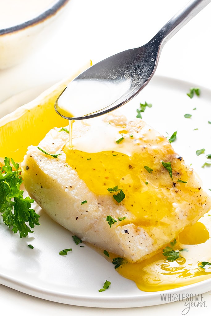 Easy homemade lemon butter sauce over fish