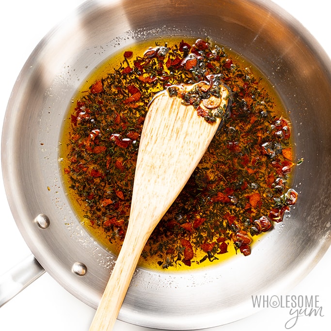 Browned butter sage sauce for low carb ravioli
