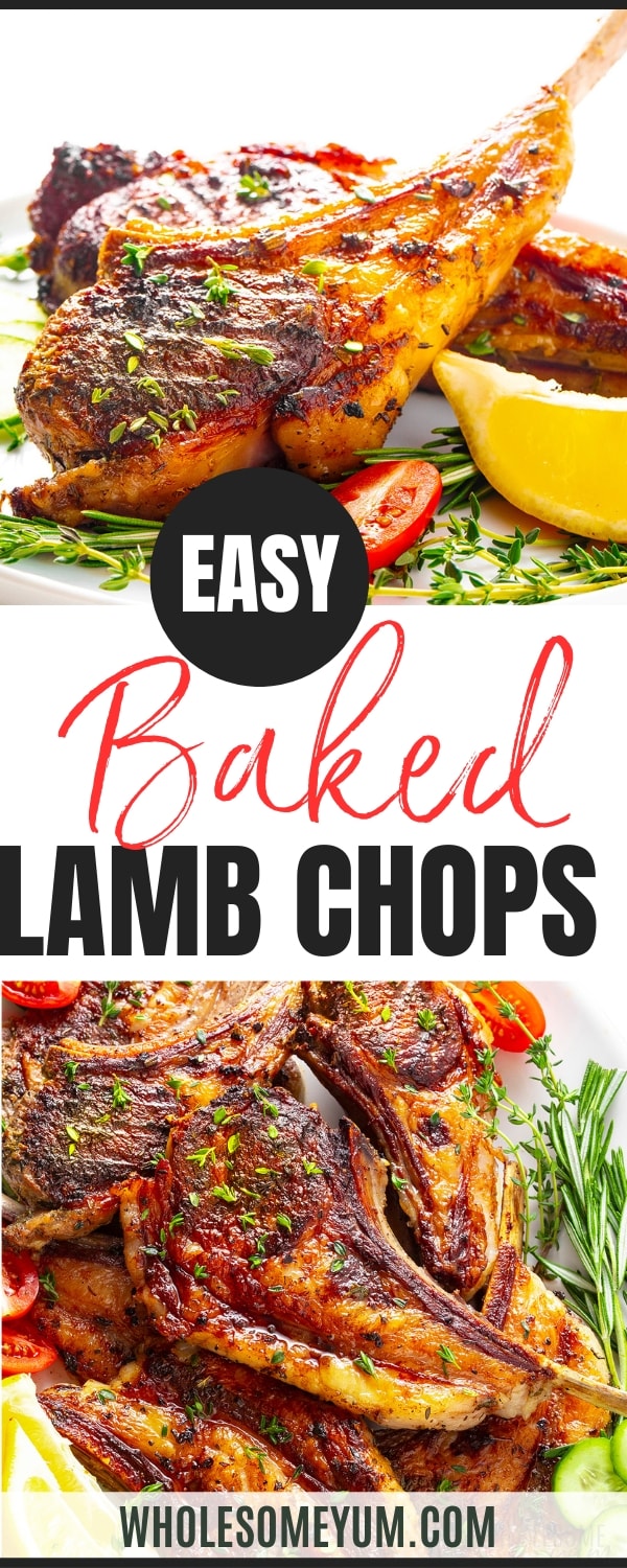 Oven baked lamp chops recipe pin.