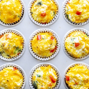 Egg muffins recipe in a muffin tin.