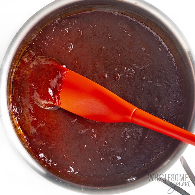 Sweet and sour sauce in saucepan