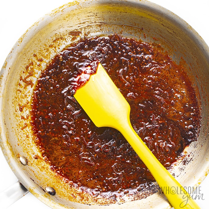 keto orange chicken sauce ingredients in saucepan
