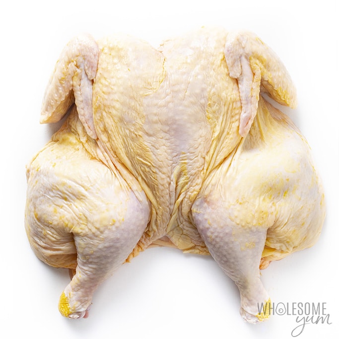 Flattened splayed chicken