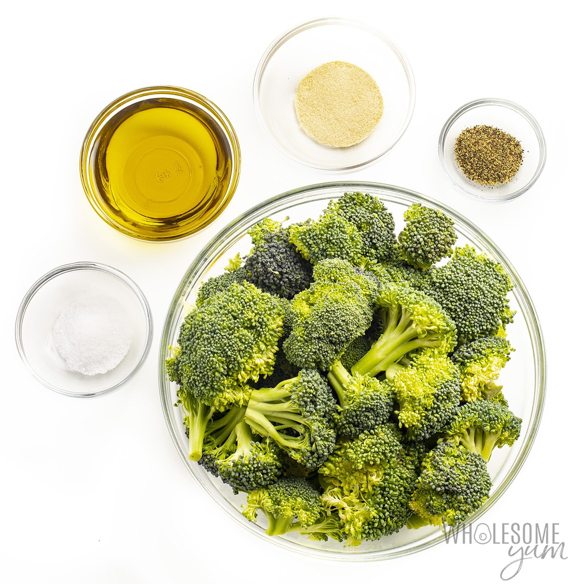 Ingredients for roasting broccoli.