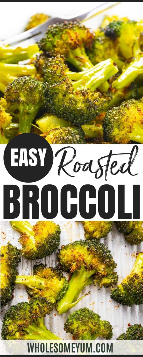 How to roast broccoli: recipe pin.