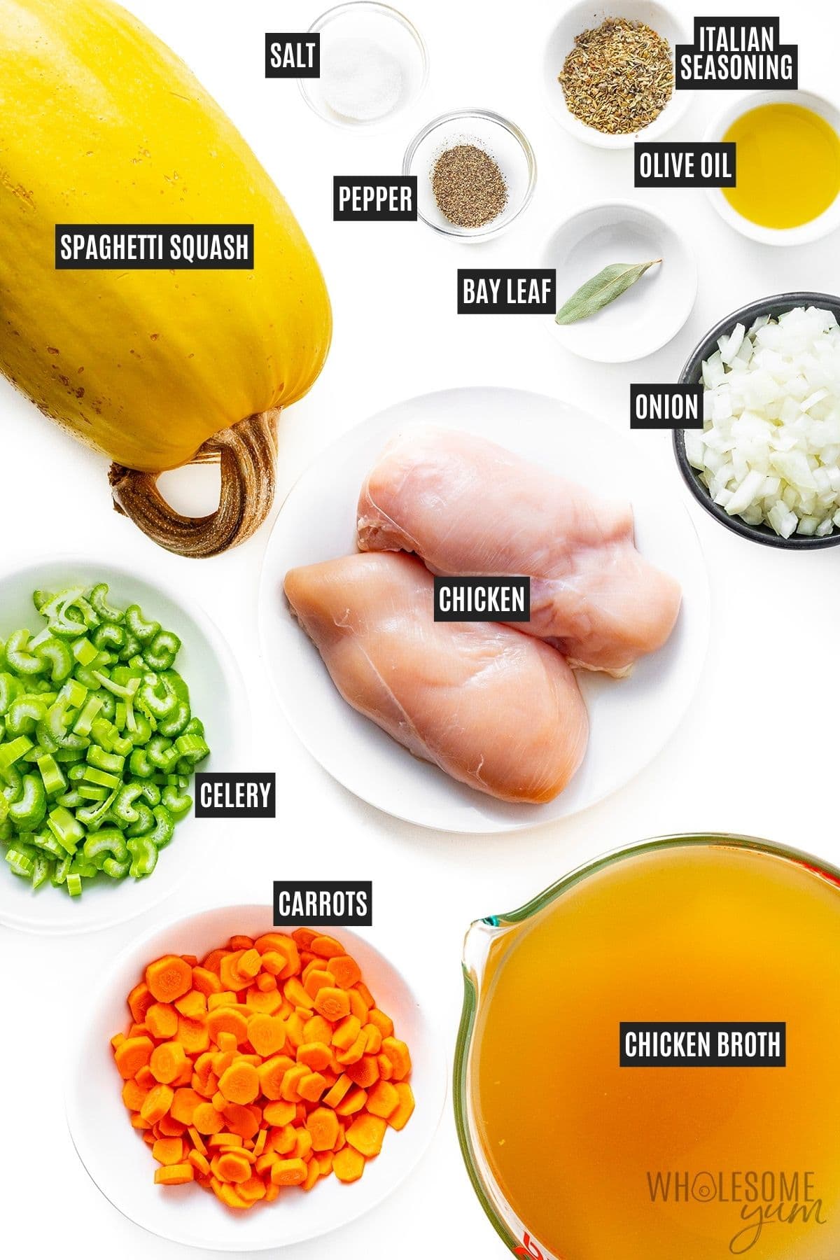 Keto chicken soup recipe ingredients.