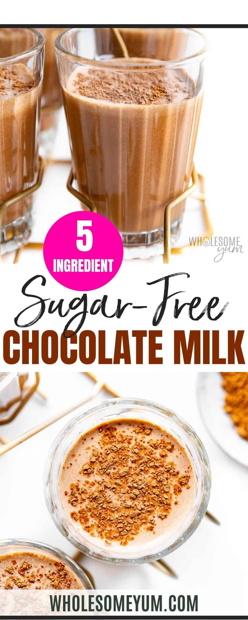 Sugar free chocolate milk recipe pin.