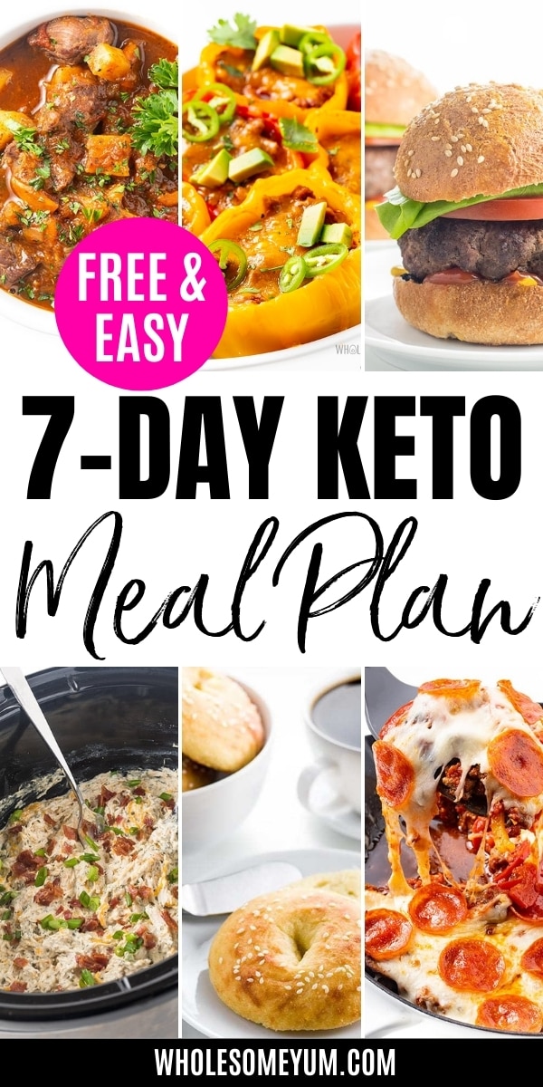 This free keto meal plan has 7 days of delicious, easy meals for the whole family -- keto or not! Plus printable options (including grocery list)!