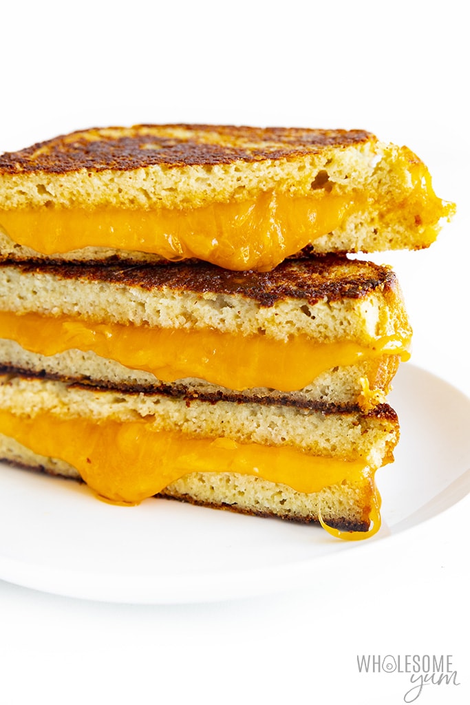 Gooey keto friendly grilled cheese on a plate