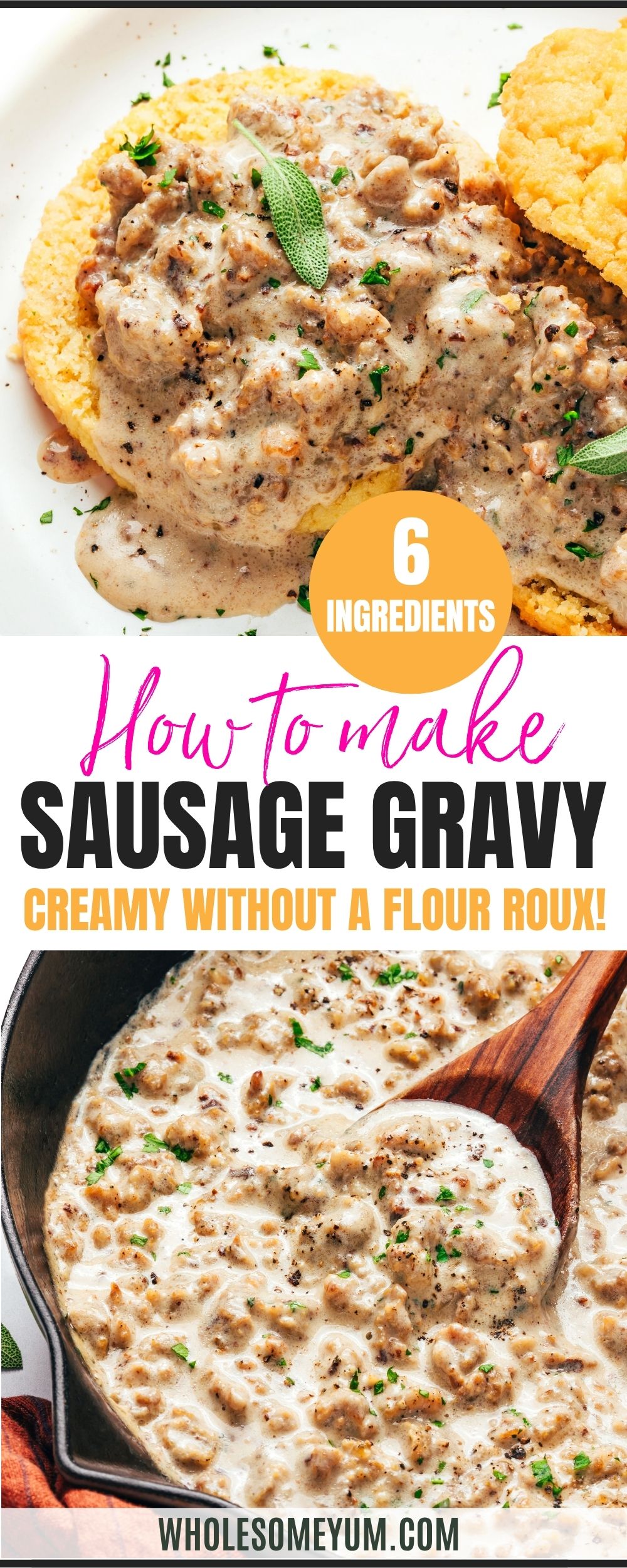 Sausage gravy recipe pin.