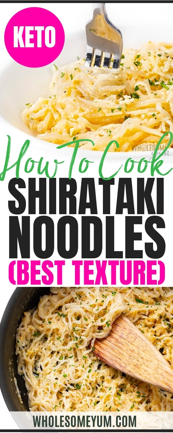 How to cook shirataki noodles - recipe pin.