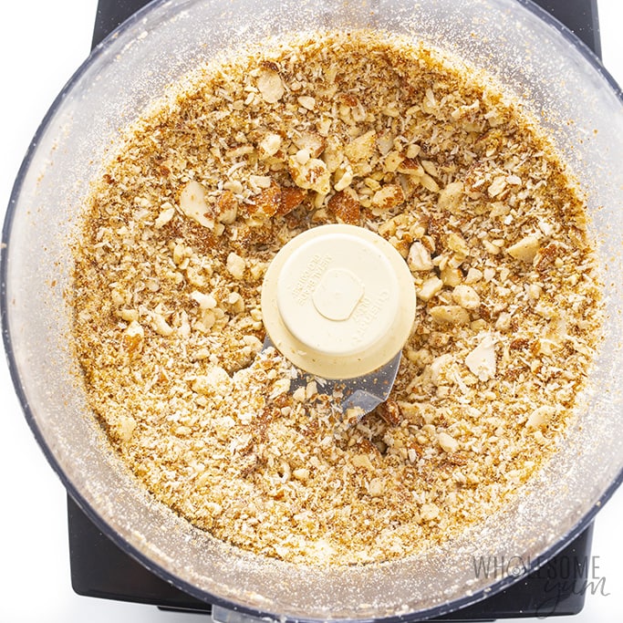 Dry ingredients mixed in food processor bowl