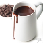 Keto chocolate syrup in a pitcher