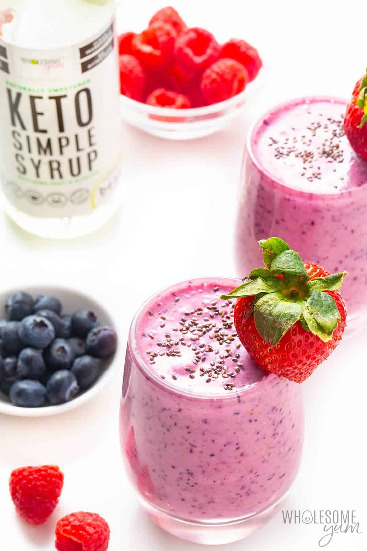Low Carb Keto Protein Shake (Triple Berry!) - Wholesome Yum