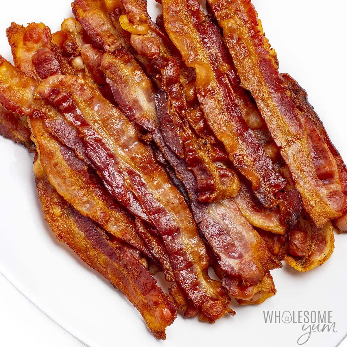 Pile of keto friendly bacon on a platter