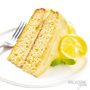 Slice of keto lemon cake