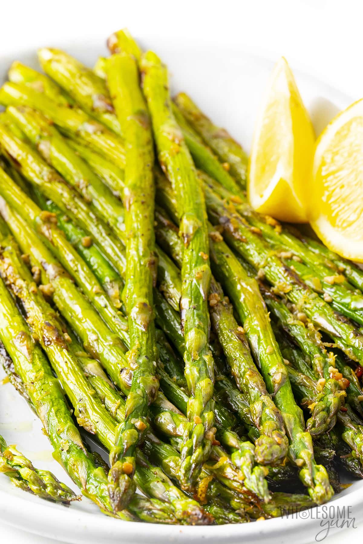 Sauteed asparagus up close.