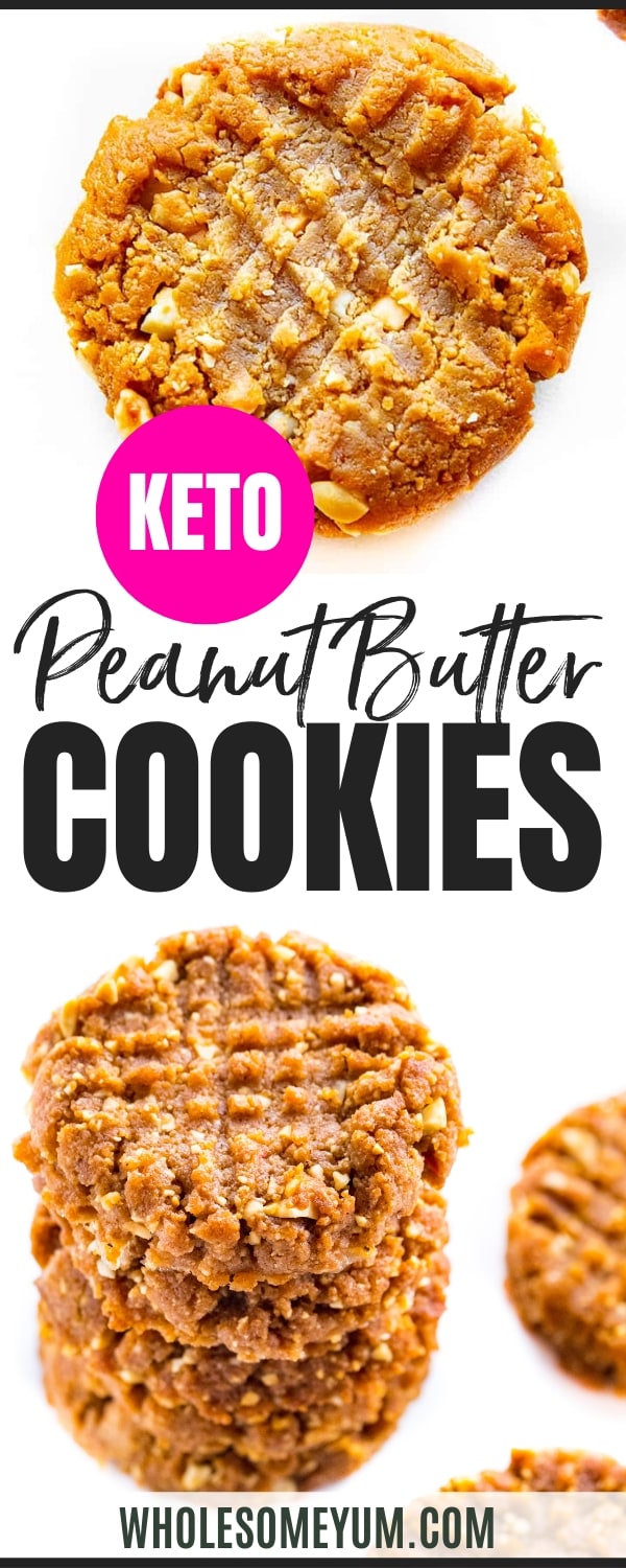 Keto peanut butter cookies recipe pin.