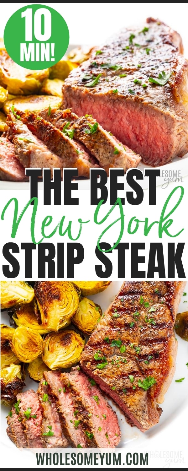 New York strip steak recipe pin.