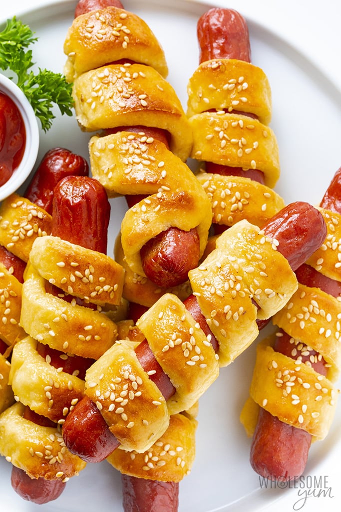Plate with keto pigs in a blanket