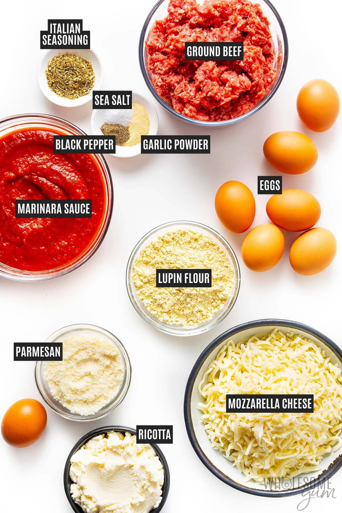Keto lasagna recipe ingredients.