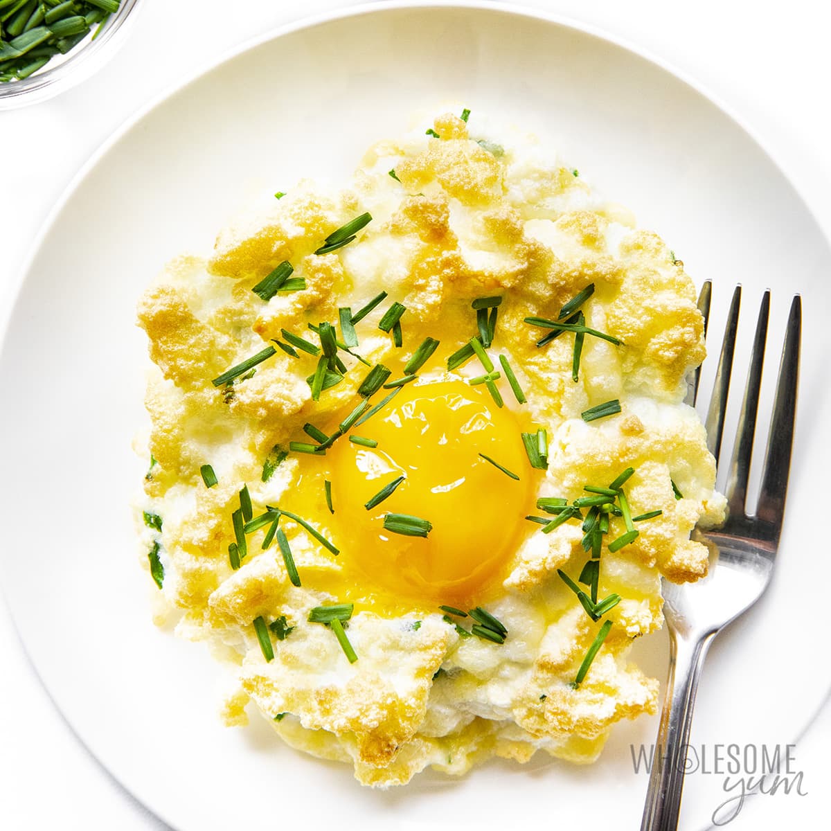 Gruyere and chives cloud eggs.
