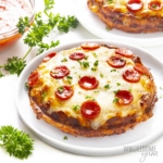 Plated keto chaffle pizza recipe