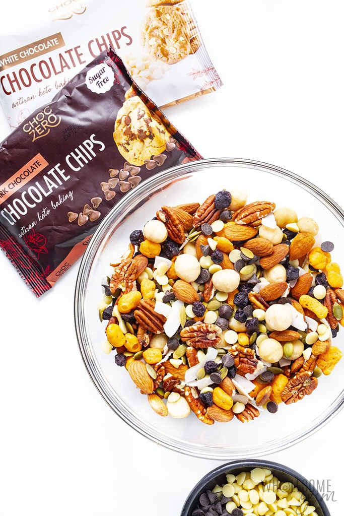 Bowl of low carb trail mix 