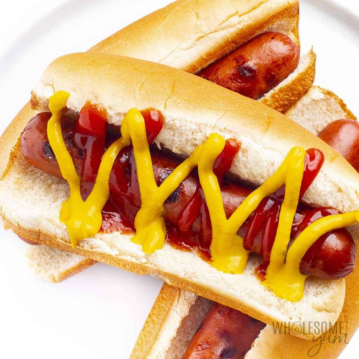 Are hot dogs keto? These plain cooked hot dogs are low in carbs as long as you don't eat the bun.