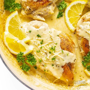 Creamy lemon parmesan chicken recipe close up