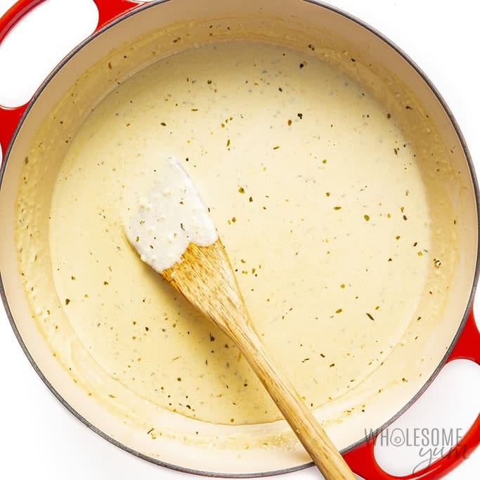 Lemon Garlic Parmesan Chicken Sauce in a Pan