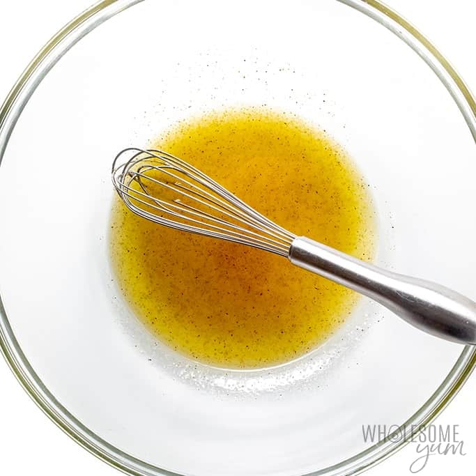 Marinade whisked in a bowl.