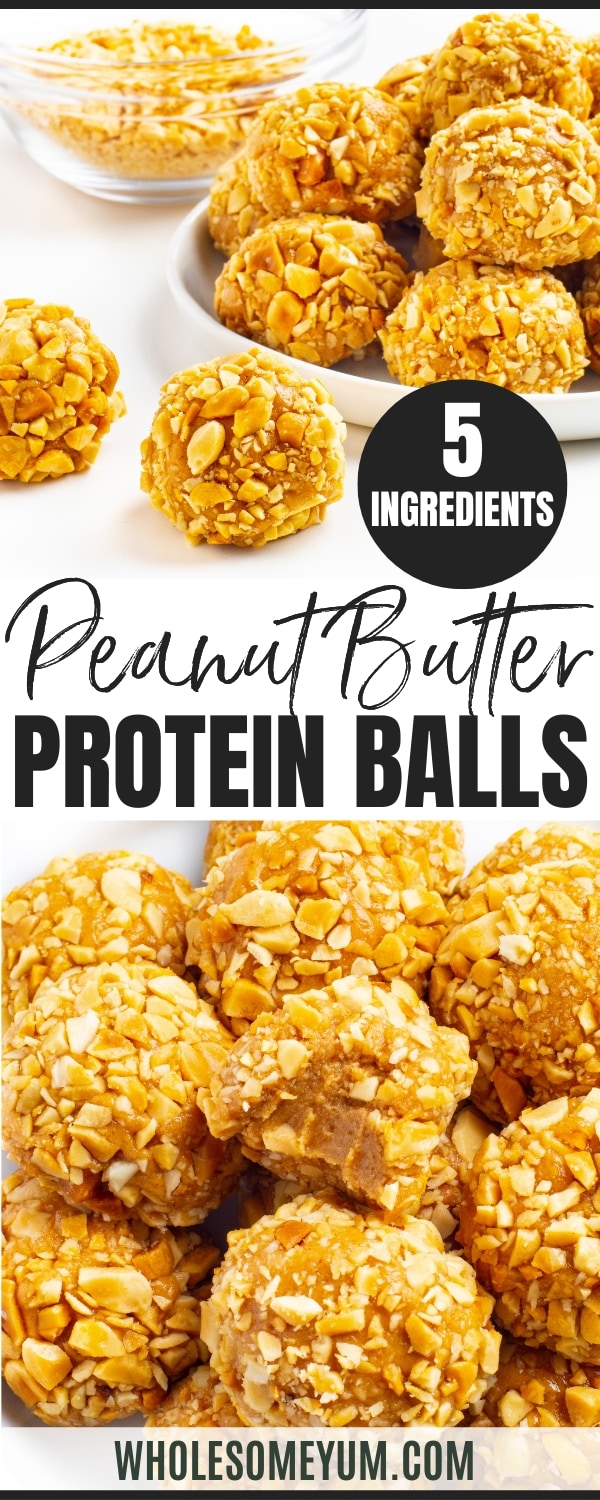 Peanut butter protein balls recipe pin.