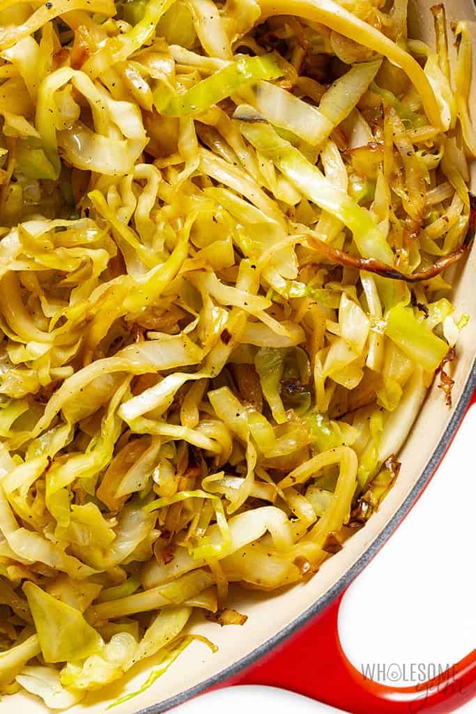 Stir-fried cabbage close-up