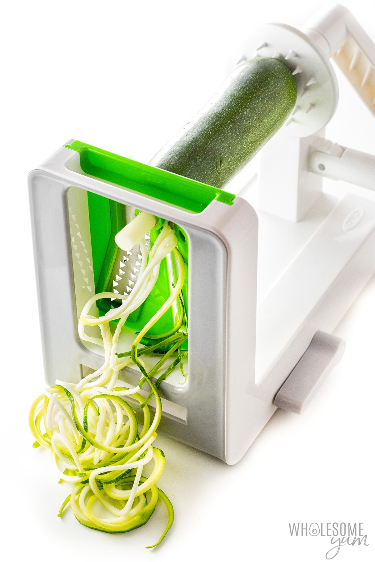 Zoodles in a spiralizer.