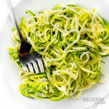 Zucchini noodles on a plate.