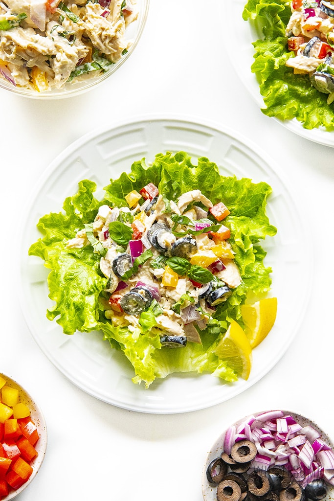 Mediterranean salad on lettuce