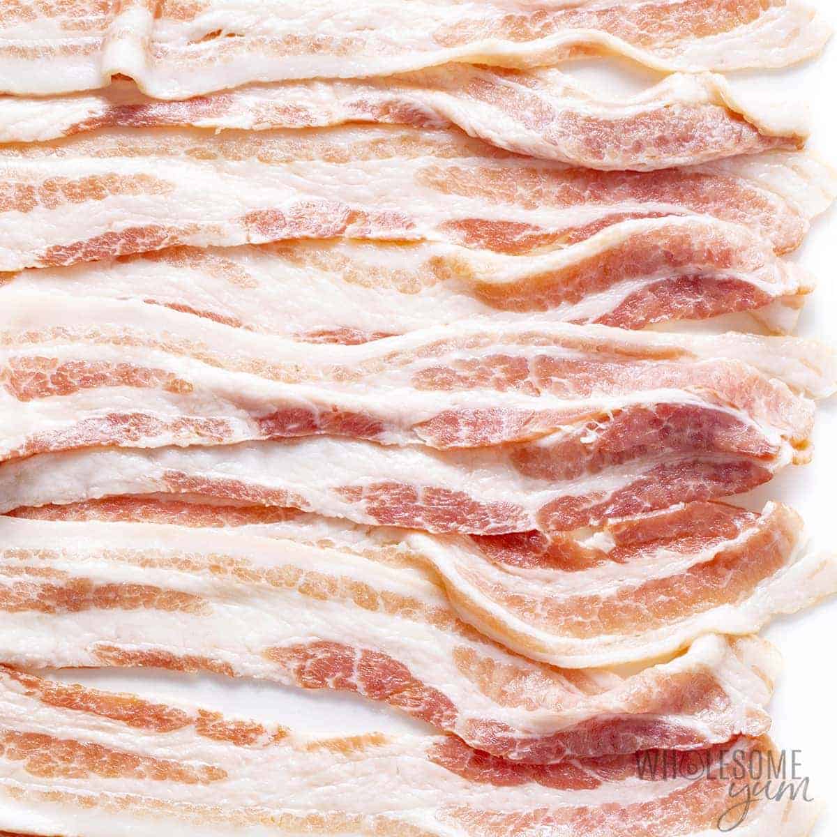 Raw bacon strips