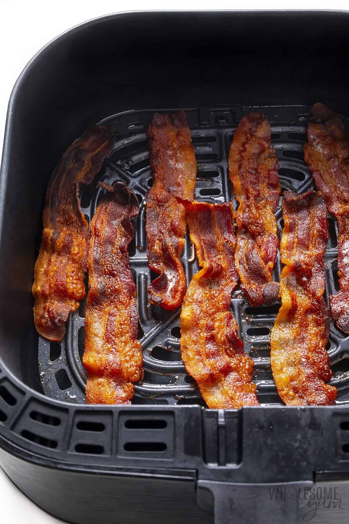Crispy bacon in the air fryer.