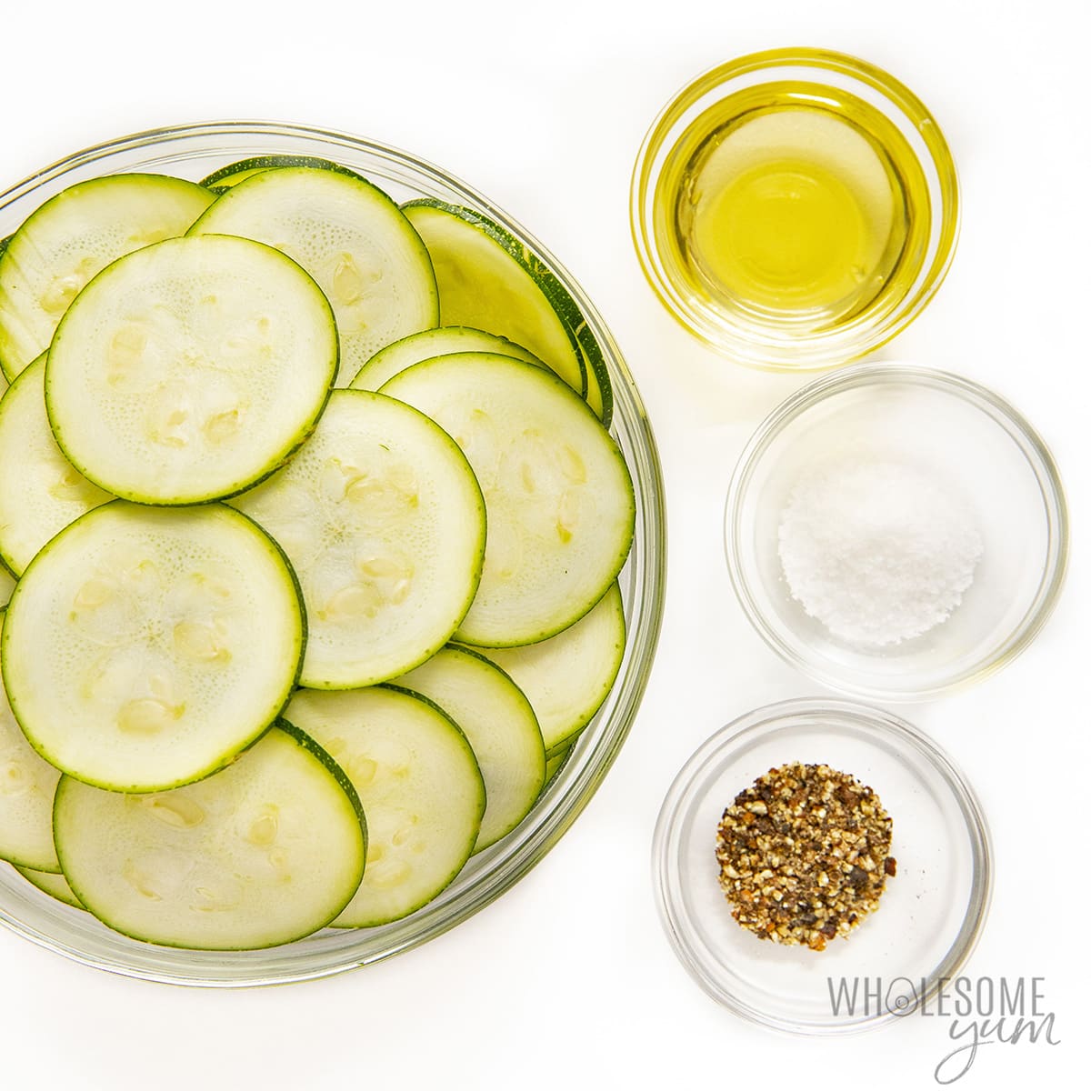 Ingredients to make zucchini chips in air fryer.